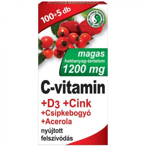 Dr. Chen C-vitamin 1200mg + D3 + Cink + Csipkebogyó + Acerola tabletta - 105 db