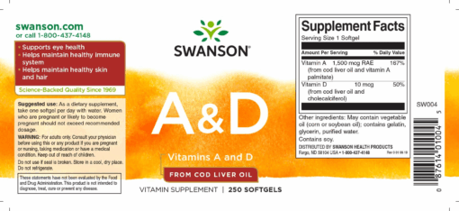 Swanson A&D vitamin halolajból - 250 db kapszula